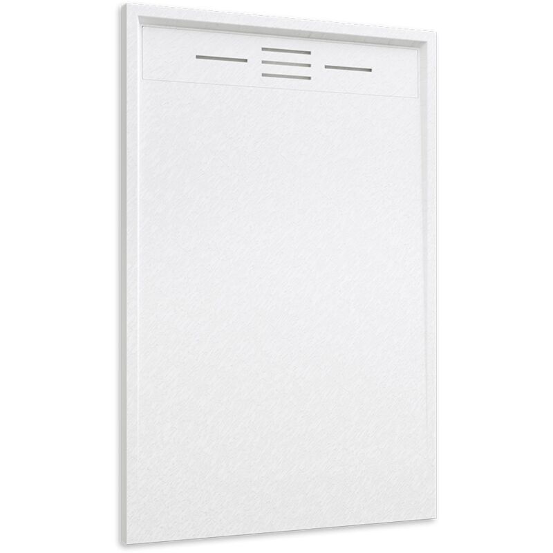 foto del prodotto piatto doccia in smc 90x120 effetto pietra colore bianco riducibile e antiscivolo mod. spanios