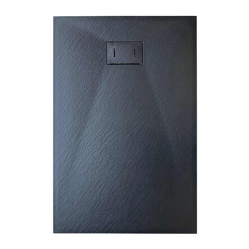 foto del prodotto piatto doccia in smc vetroresina effetto pietra h 2,6 cm con piletta di scarico inclusa 70 100 nero