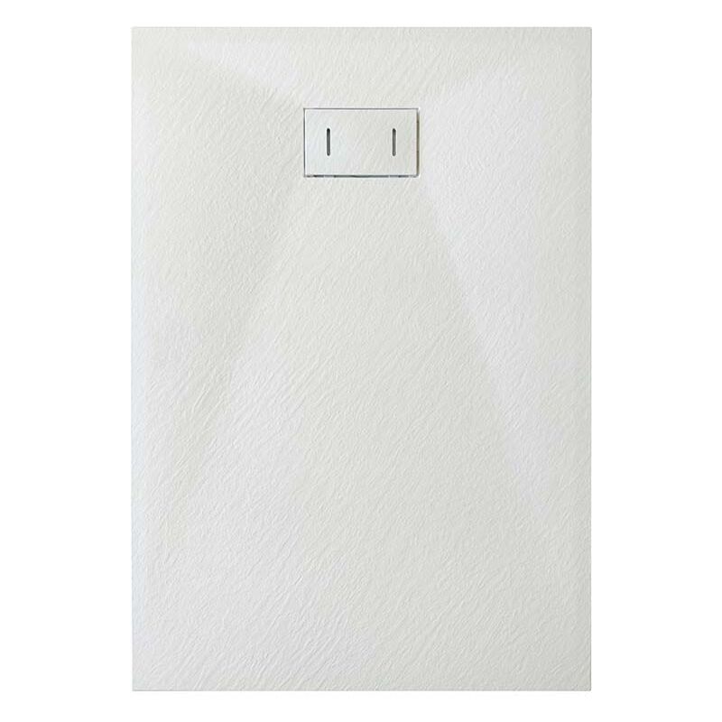 foto del prodotto piatto doccia in smc vetroresina effetto pietra h 2,6 cm con piletta di scarico inclusa 70 110 bianco