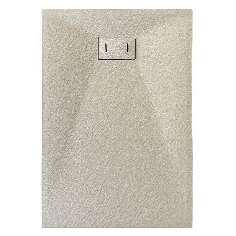 foto del prodotto piatto doccia in smc vetroresina effetto pietra h 2,6 cm con piletta di scarico inclusa 70 120 tortora