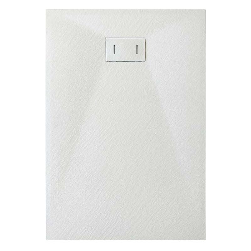 foto del prodotto piatto doccia in smc vetroresina effetto pietra h 2,6 cm con piletta di scarico inclusa 70 150 bianco