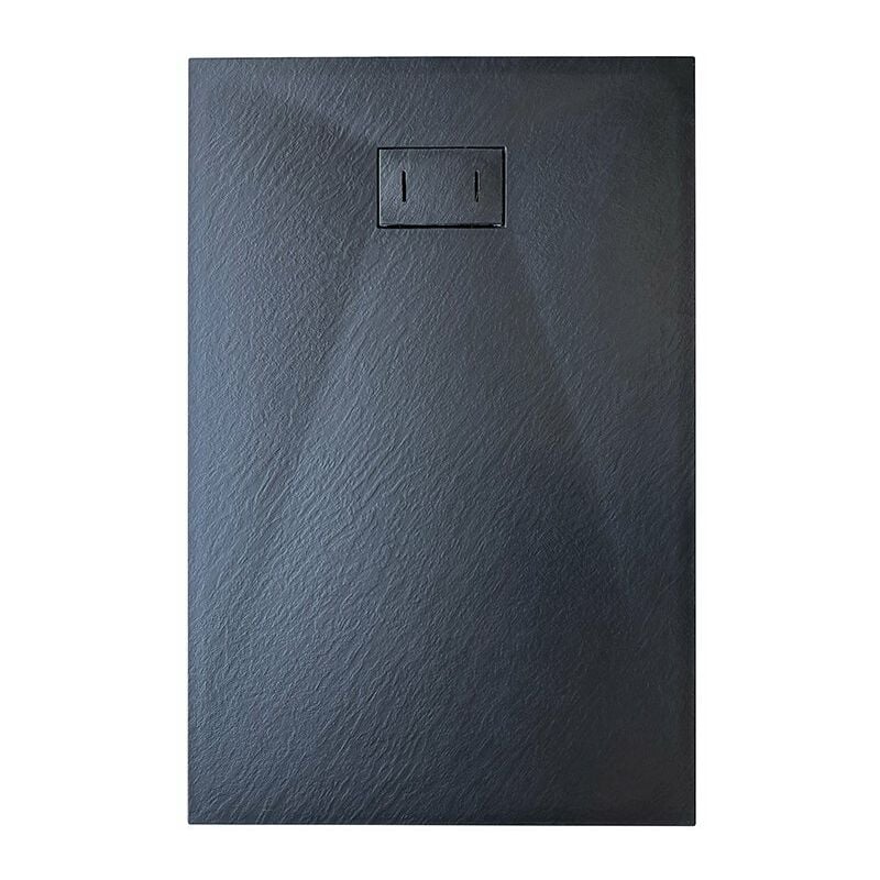 foto del prodotto piatto doccia in smc vetroresina effetto pietra h 2,6 cm con piletta di scarico inclusa 70 150 nero