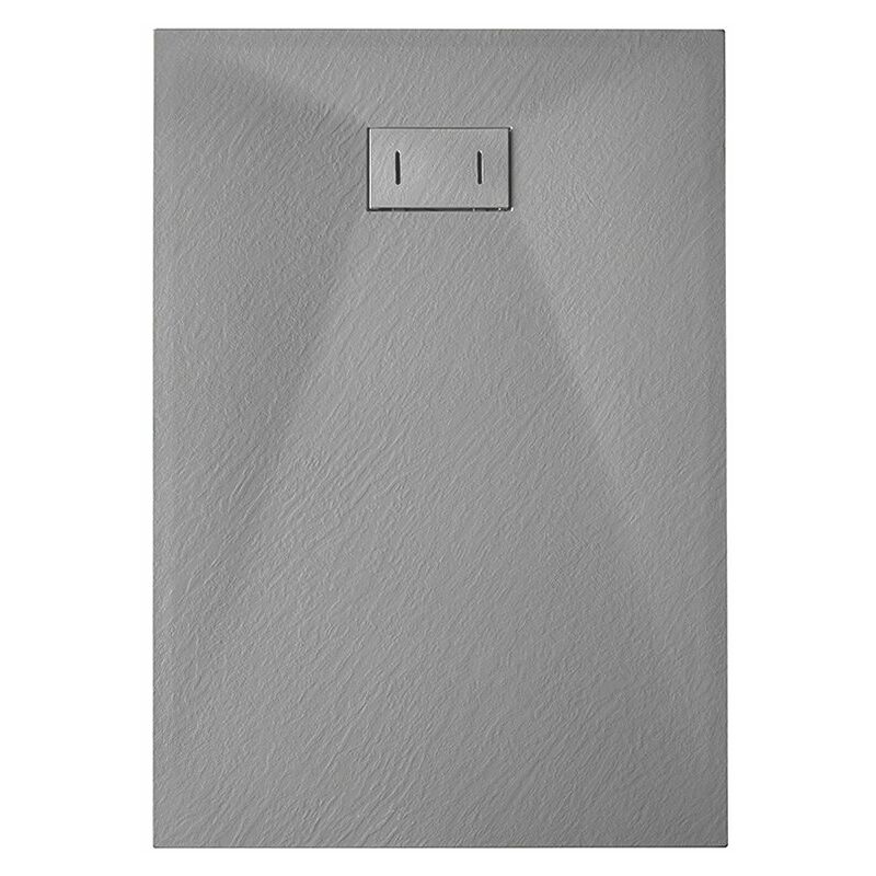 foto del prodotto piatto doccia in smc vetroresina effetto pietra h 2,6 cm con piletta di scarico inclusa 80 100 grigio