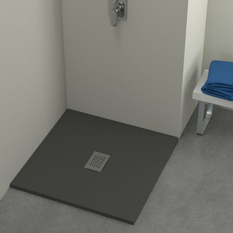 foto del prodotto piatto doccia milano 70x70 cm resina alto 3 cm effetto ardesia, antracite opaco