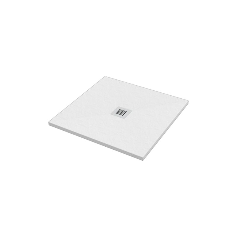 foto del prodotto piatto doccia quadrato 80x80cm ercos serie stone bpmaroston8080 bianco opaco marmoresina con piletta geberit diam. 90