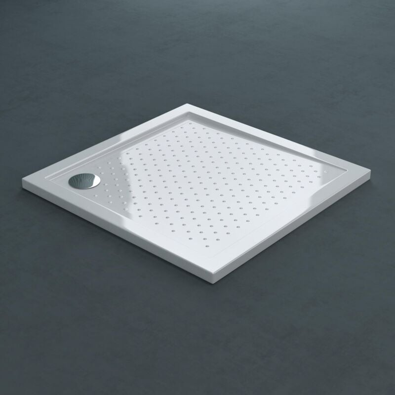 foto del prodotto piatto doccia quadrato in acrilico ultrasottile bordato con superficie puntinata antiscivolo altezza 4 cm mod.lucia01ar bianco lucido 90x90 cm
