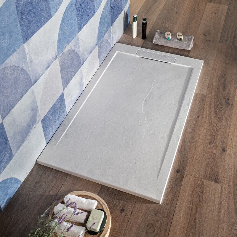 foto del prodotto piatto doccia resina 70x170 cm bianco effetto pietra rettangolare cover