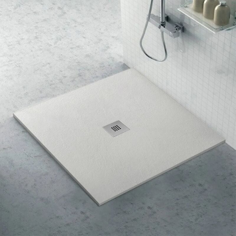 foto del prodotto piatto doccia resina 70x70 su misura ghiaccio effetto pietra karen