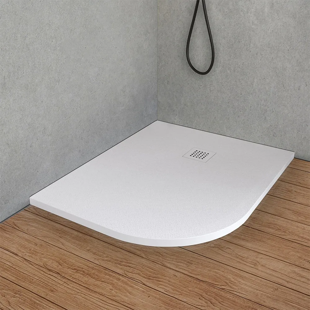 foto del prodotto piatto doccia resina 80x100 semicircolare destro bianco pietra riducibile loren
