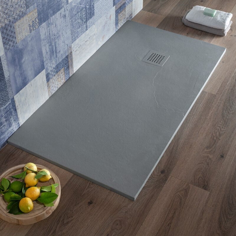 foto del prodotto piatto doccia resina grigio 80x100 cm effetto pietra blan