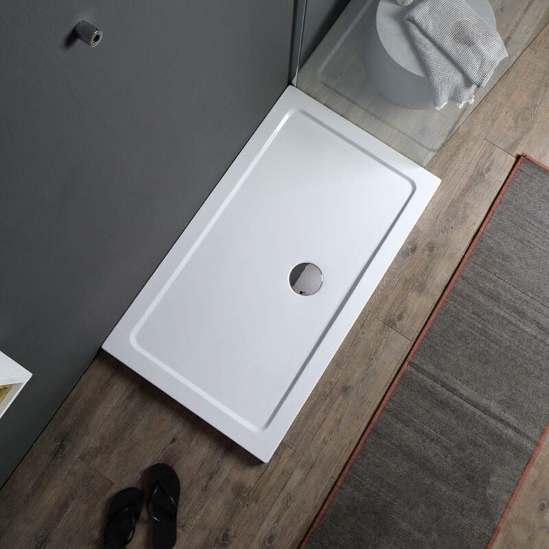foto del prodotto piatto doccia rettangolare 120x80 in acrilico e abs bianco alba