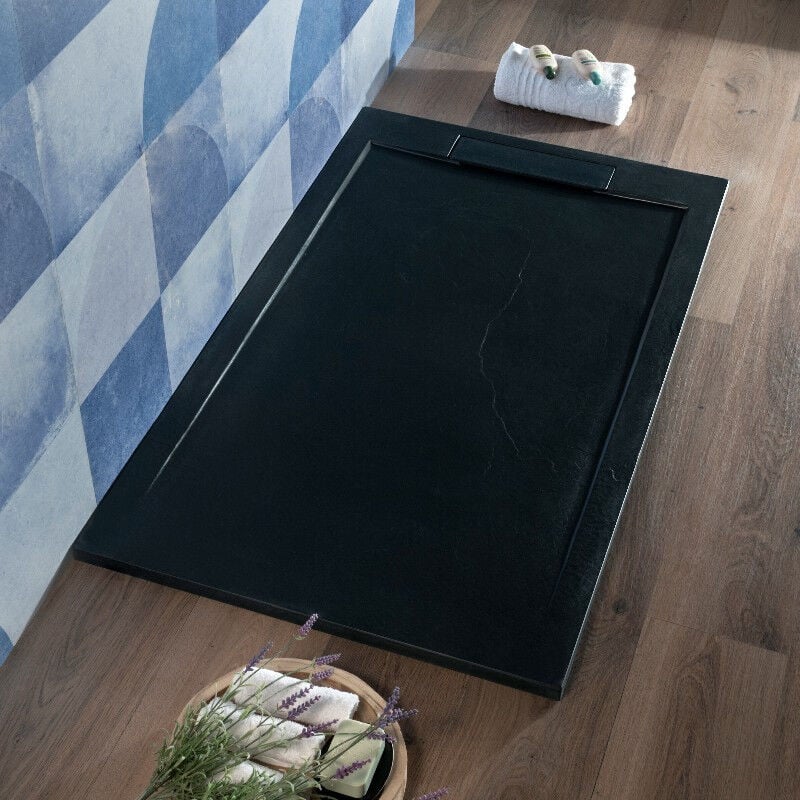 foto del prodotto piatto doccia rettangolare 70x90 cm marmoresina antracite slim cover