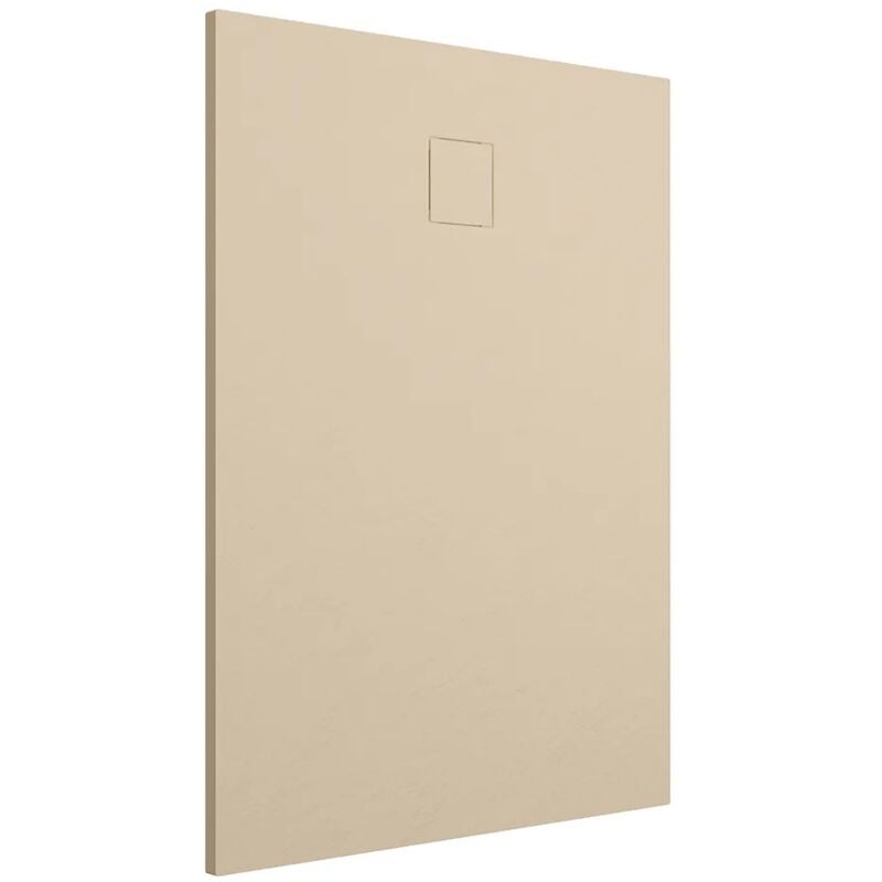 foto del prodotto piatto doccia rettangolare 90x100 cm in smc colore avorio effetto pietra tagliabile e antiscivolo altezza 2,6cm mod. samos