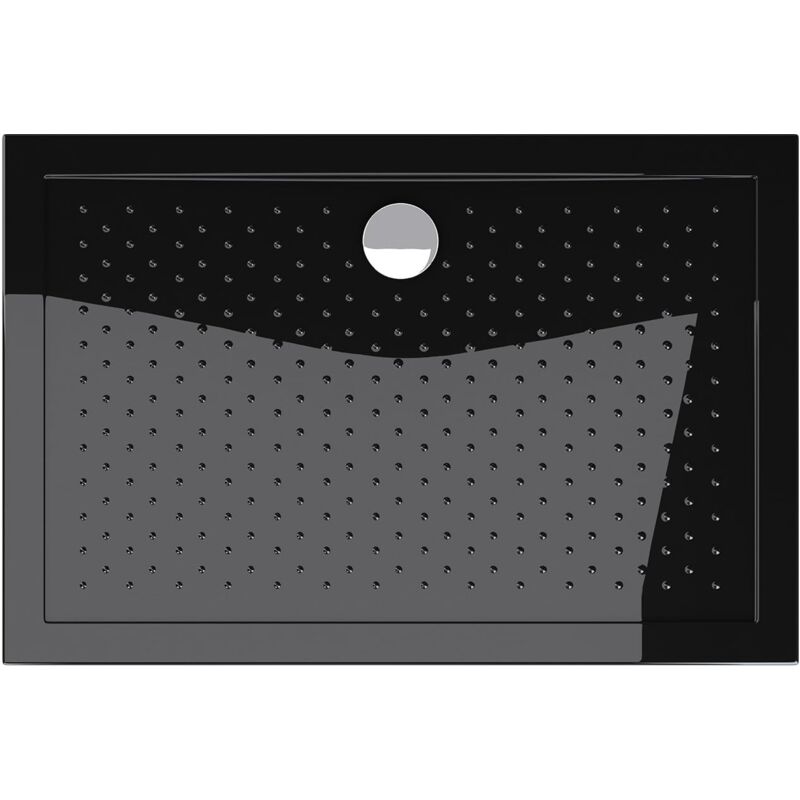 foto del prodotto piatto doccia rettangolare in acrilico h 4 cm superficie puntinata antiscivolo mod.lucia02ar nero lucido 80x120 cm doporro