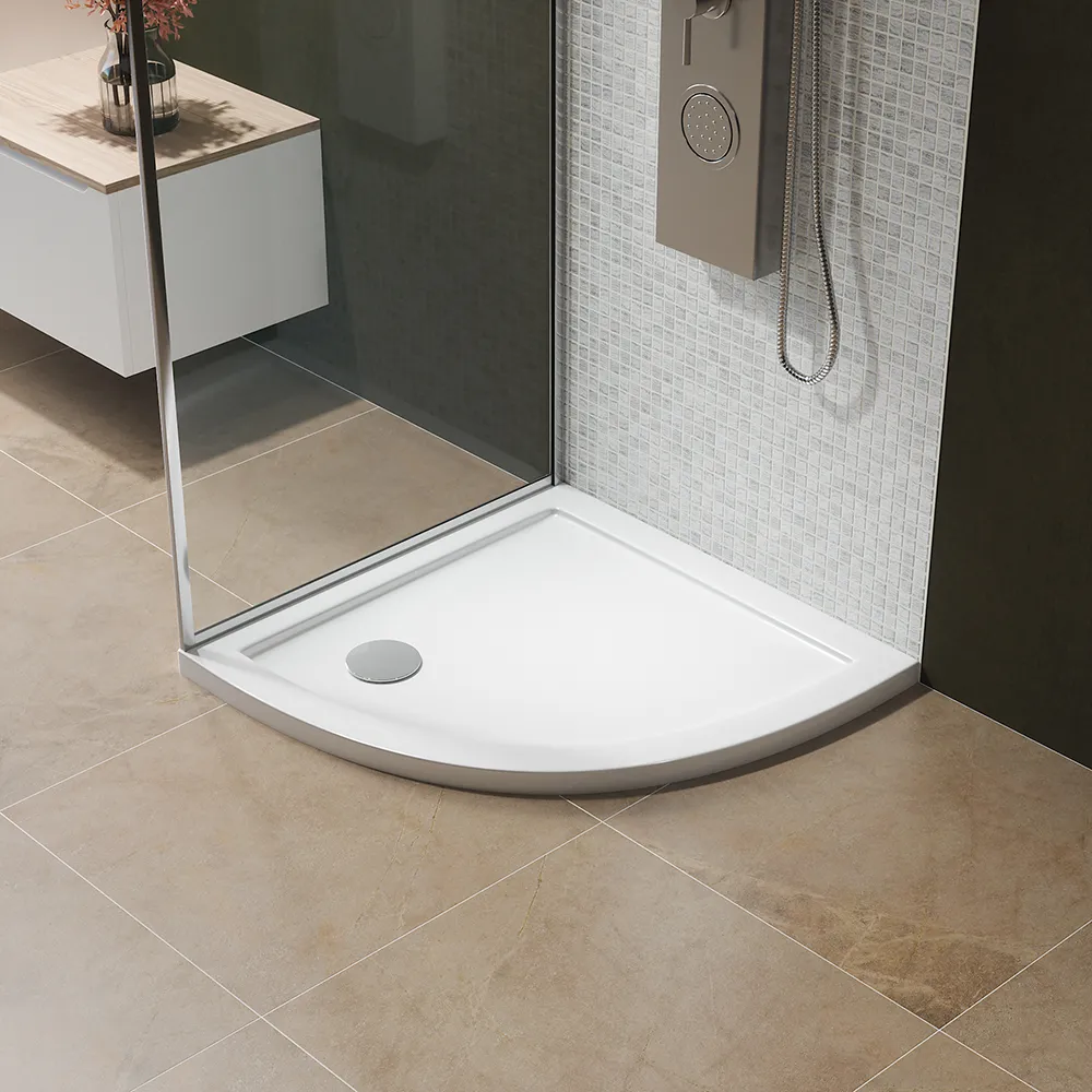 foto del prodotto piatto doccia semicircolare 80x80 cm bianco lucido bordato in acrilico rinforzato asteios