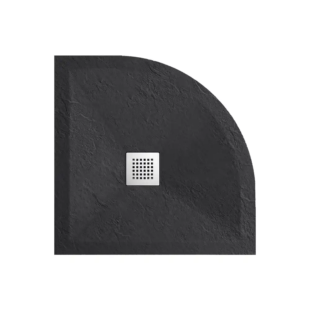 foto del prodotto piatto doccia semicircolare 80x80cm effetto pietra nero antracite in marmoresina e gel coat messapia