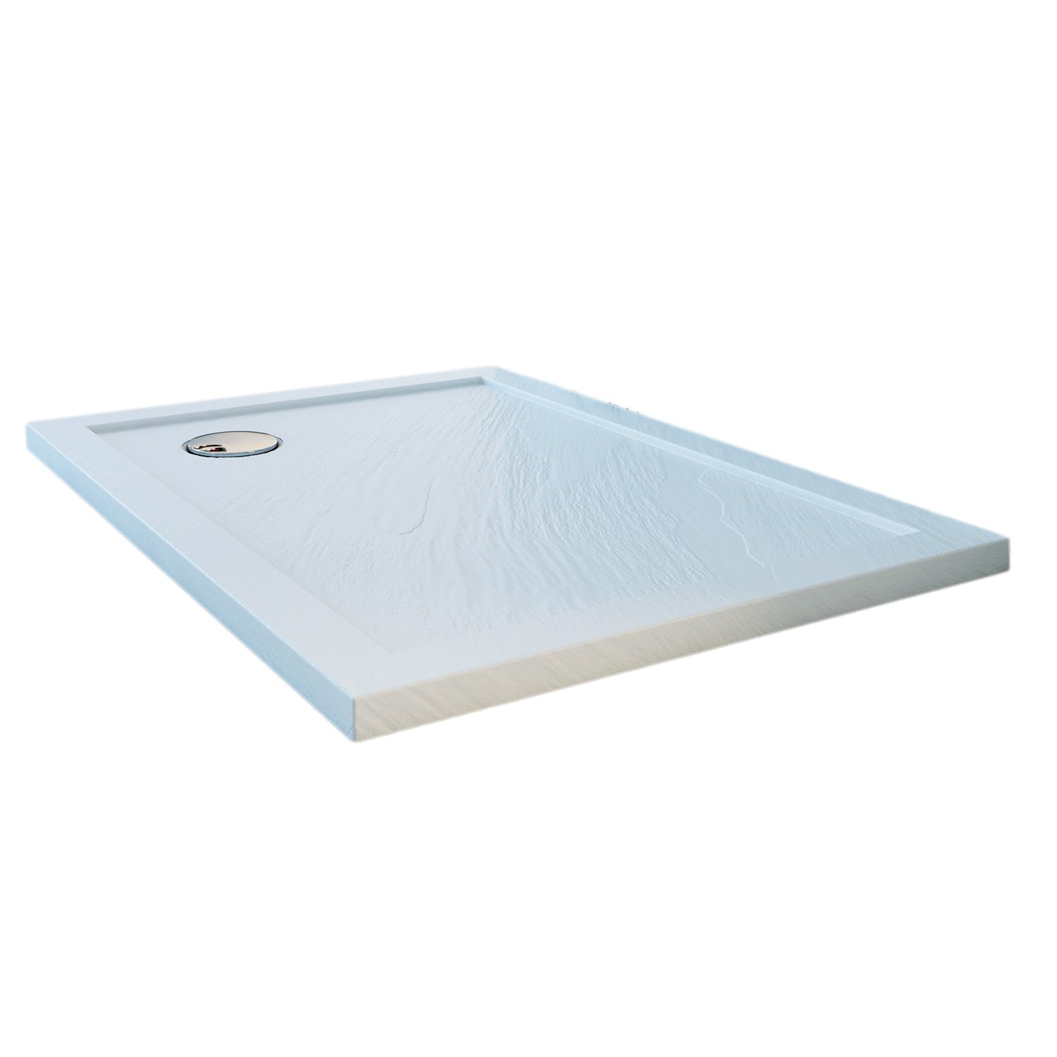 foto del prodotto piatto doccia slim 70x120x4 cm rettangolare acrilico bordato bianco effetto pietra mod. flower