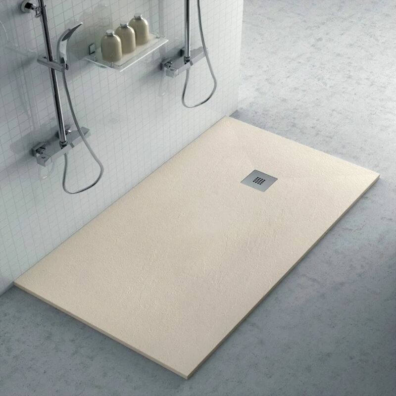 foto del prodotto piatto doccia su misura 80x140 karen in resina tortora effetto pietra