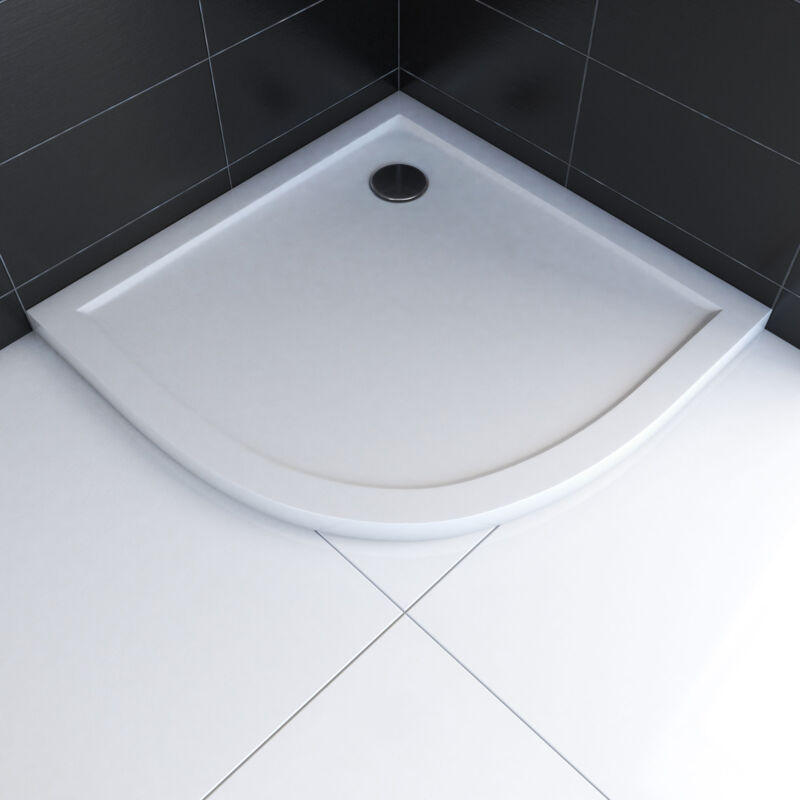 foto del prodotto piatto doccia ultrapiatto da appoggio in acrilico bianco 1 4 di cerchio 90x90 cm