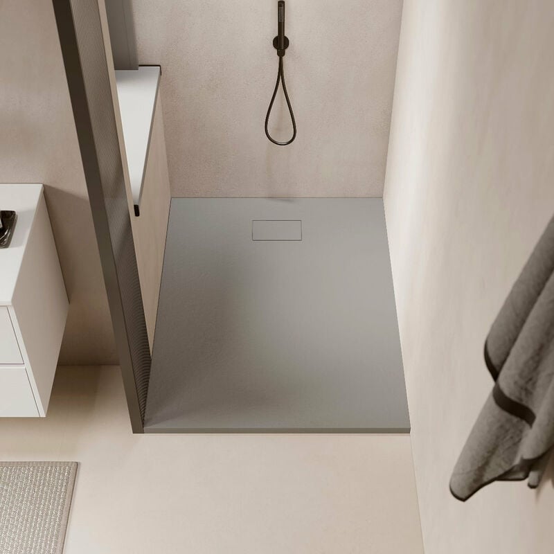 foto del prodotto piatto doccia ultrasottile 80 x 120 cm piatto in solicast finitura ardesia grigio