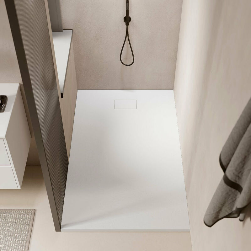 foto del prodotto piatto doccia ultrasottile 80 x 180 cm piatto in solicast finitura ardesia bianco
