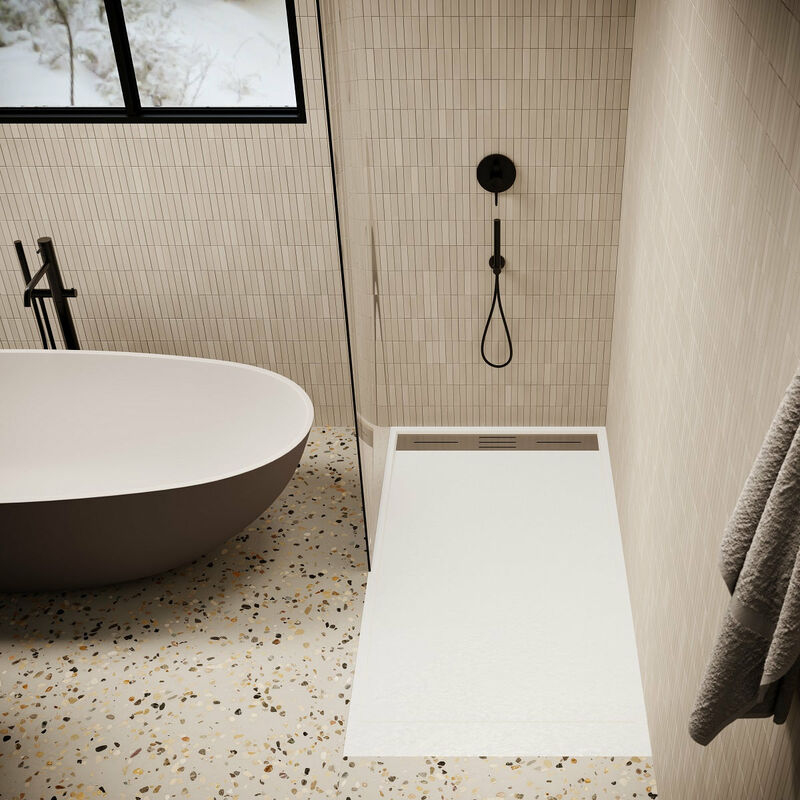 foto del prodotto piatto doccia ultrasottile 90 x 180 cm lucia in solicast finitura ardesia bianco