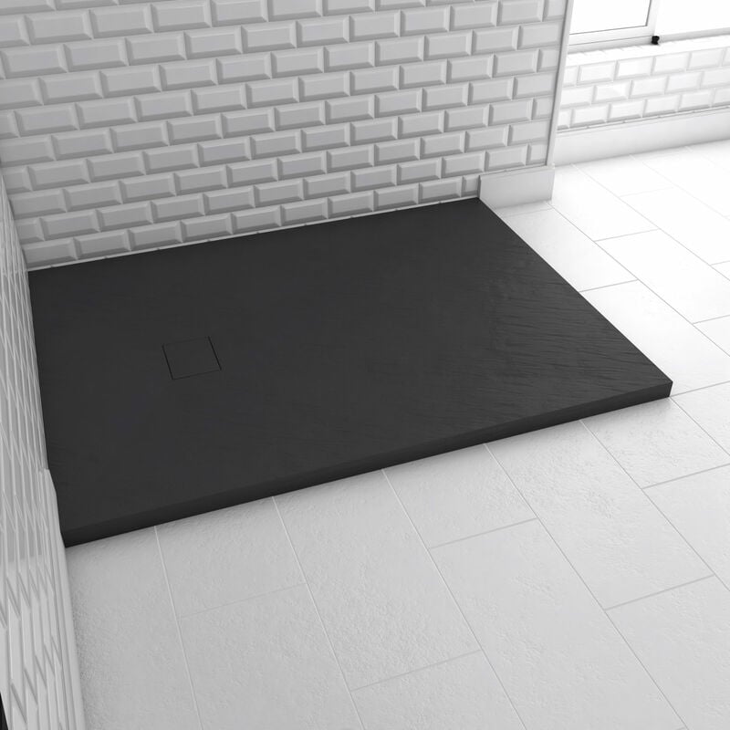 foto del prodotto piatto in resina smc finitura ardesia nera 90x120cm rock 2 black 90
