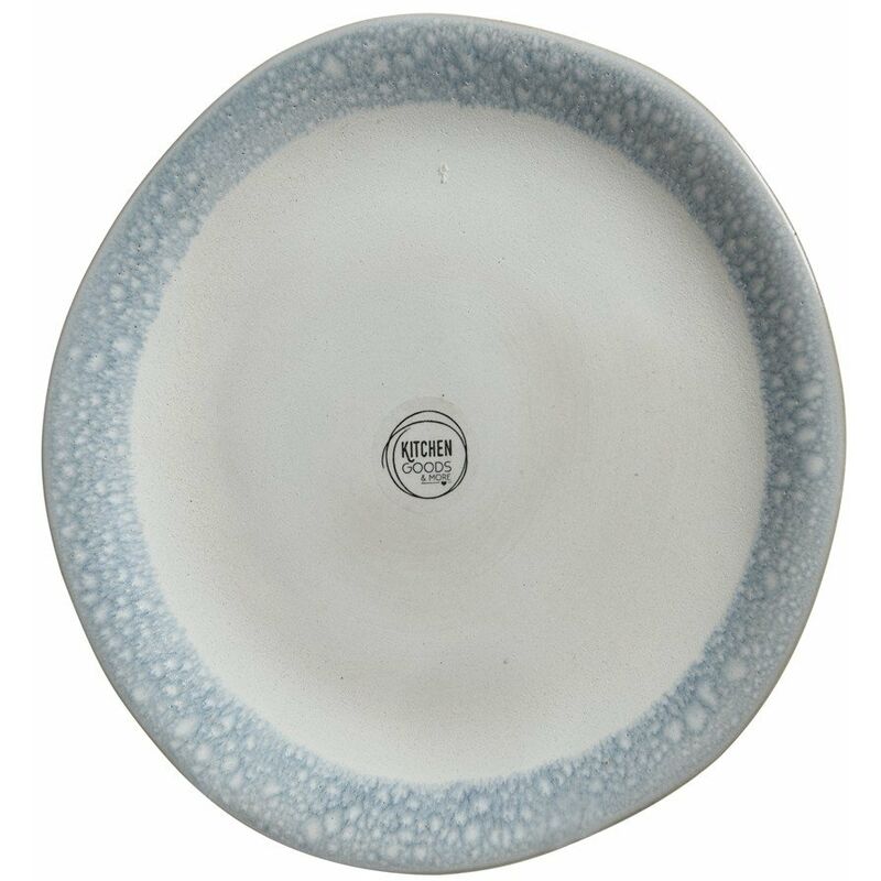 foto del prodotto piatto in terracotta con bordo lucido blu 28 cm