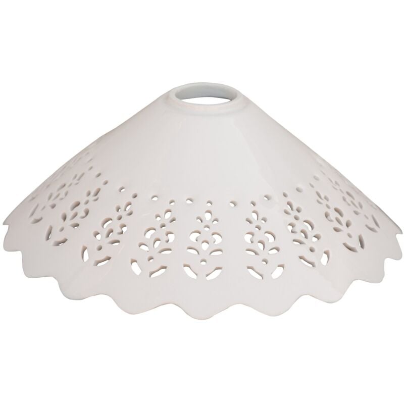 foto del prodotto piatto paralume in ceramica bianca traforata diam.30x12 cm