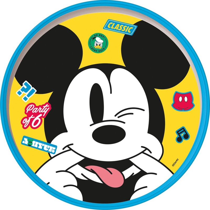 foto del prodotto piatto piano bianco e azzurro per bambini in plastica mickey mouse topolino con base antiscivolo disney