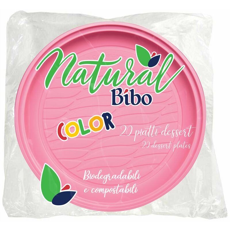 foto del prodotto piatto piano dessert rosa 20pz bibo size piatto dessert