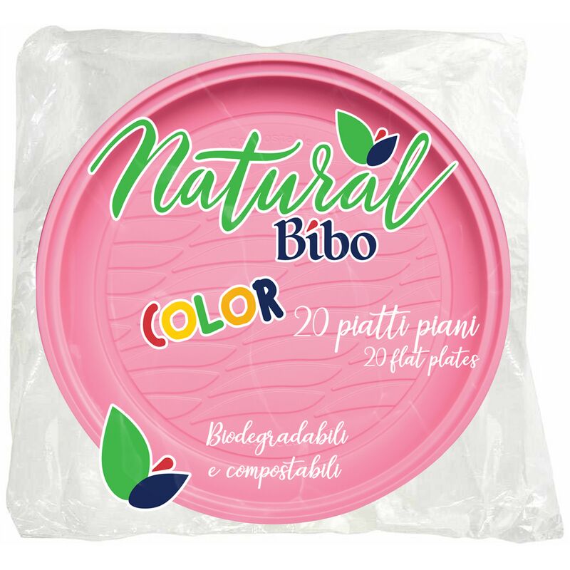 foto del prodotto piatto piano dessert rosa 20pz bibo size piatto piano