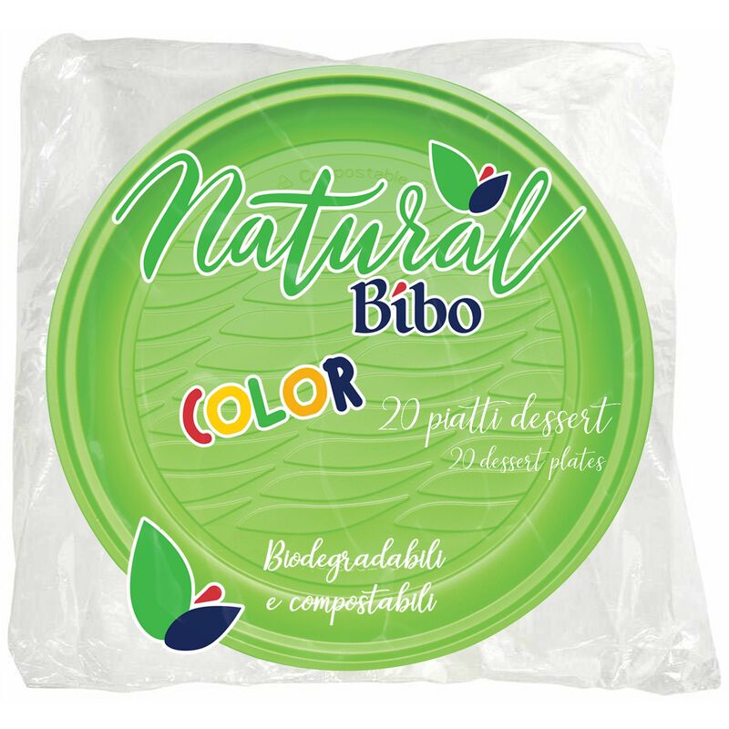 foto del prodotto piatto piano dessert verde 20pz bibo size piatto dessert