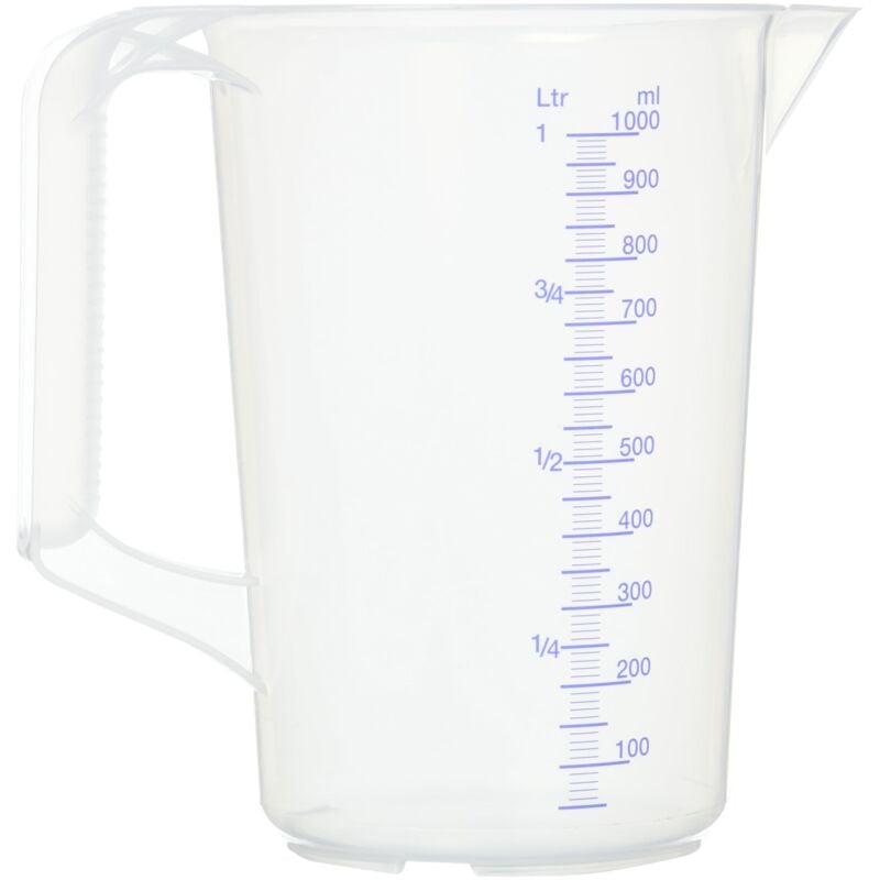 foto del prodotto piazza caraffa graduata professionale in plastica con manico chiuso, capacit 1l, brocca per acqua e liquidi alimentari misurino graduato per