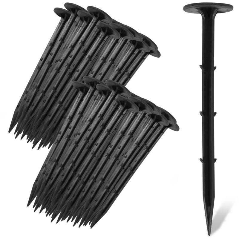 foto del prodotto picchetti ancoraggio a terra 1000 pezzi chiodo a terra velo da giardinaggio plastica nera 160x5 mm swanew