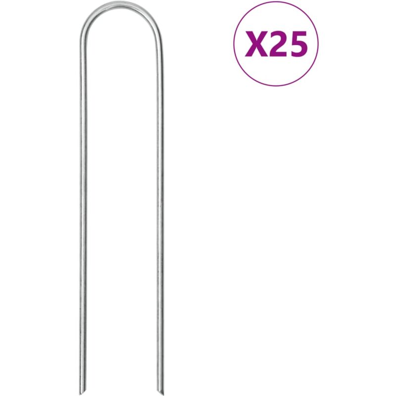 foto del prodotto picchetti da terra a forma di u 25pz 15x3,5 cm acciaio zincato vidaxl