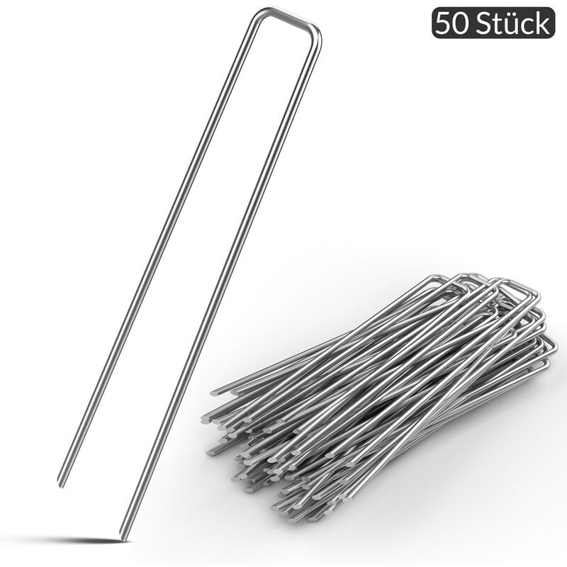 foto del prodotto picchetti da terra confezione da 50 acciaio 2,7 mm testa piatta sardine picchetti da terra tenda giardino confezione da 50