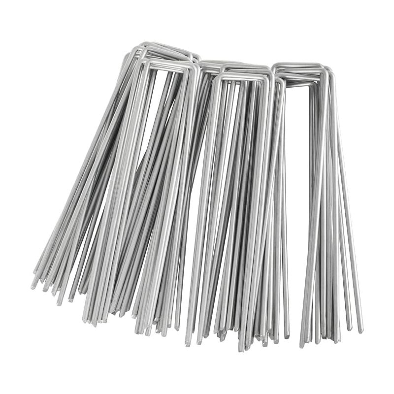 foto del prodotto picchetti di ancoraggio, confezione da 30 picchetti di ancoraggio a terra, 150 x 40 mm, diametro 3 mm, per fissare un telo anti erbaccia, una rete,