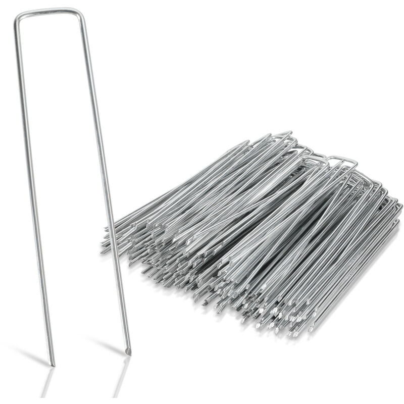 foto del prodotto picchetti di fissaggio in acciaio zincato, 100x, per giardino, picchetti di fissaggio per teloni, lunghezza 150 mm