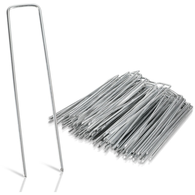 foto del prodotto picchetti di fissaggio in acciaio zincato, 50x, per giardino, picchetti di fissaggio per teloni, lunghezza 150 mm