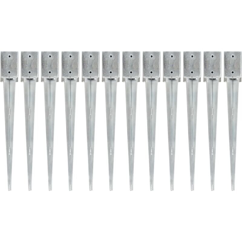 foto del prodotto picchetti di terra 12 pz argento 9x9x75 cm in acciaio zincato - vidaxl
