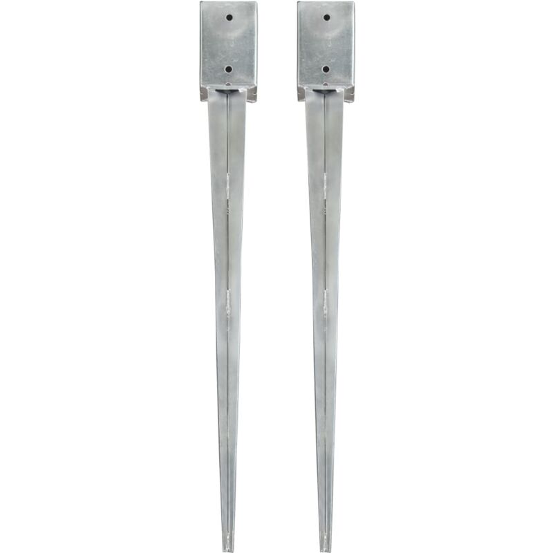 foto del prodotto picchetti di terra 2 pz argento 9x9x90 cm in acciaio zincato vidaxl