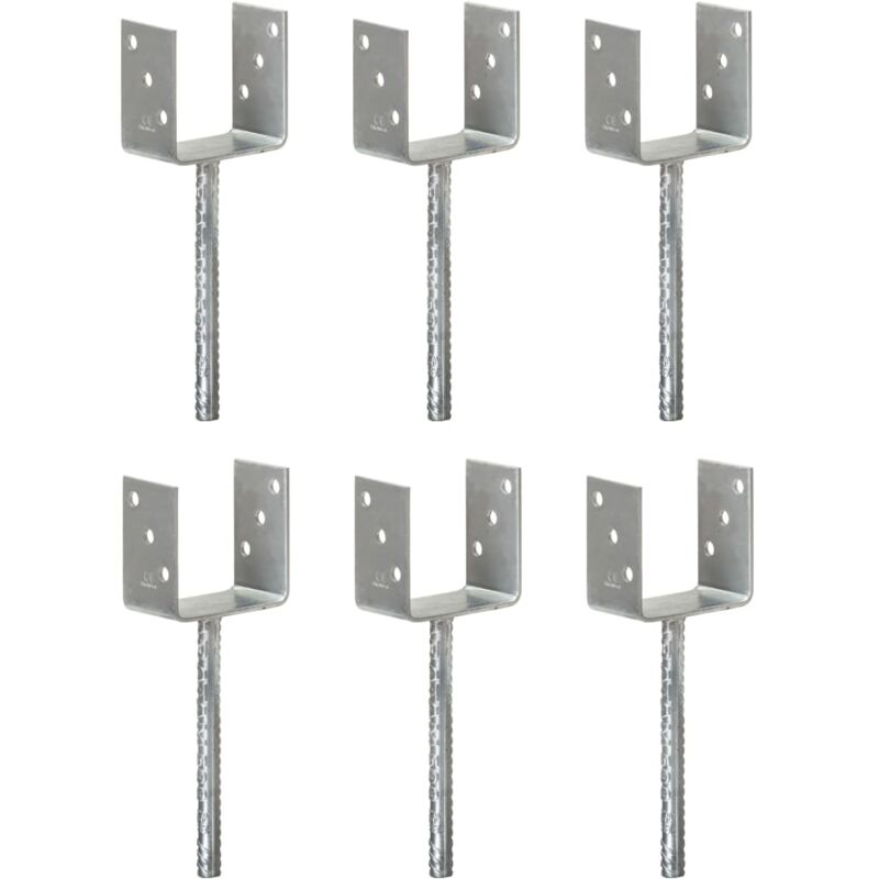 foto del prodotto picchetti per recinzione 6 pz argento 10x6x30cm acciaio zincato - vidaxl