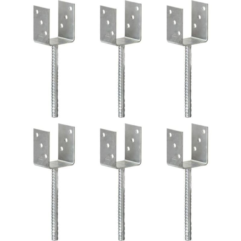 foto del prodotto picchetti per recinzione 6 pz argento 8x6x30 cm acciaio zincato vidaxl