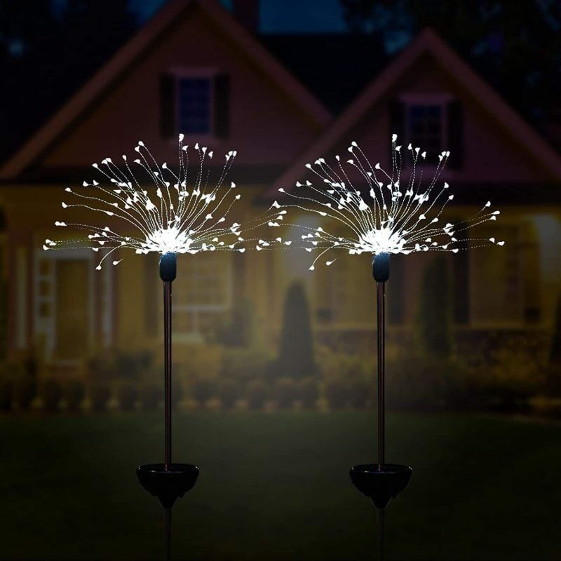 foto del prodotto picchetto luci solare a 80 microled con 8 giochi di luce per uso esterno luce bianca 