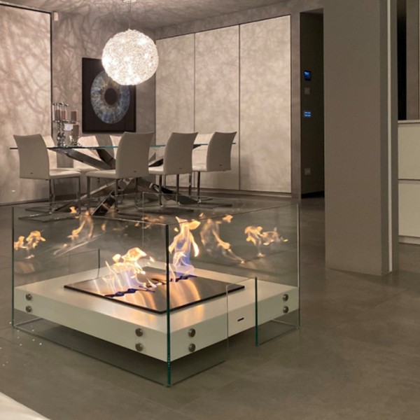 foto del prodotto picco - biocamino freestanding da appoggio camino a bioetanolo nero/bianco colore bianco