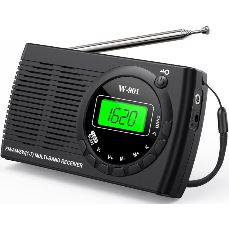 foto del prodotto piccola radio portatile fm am mw sw, radio a transistor con ricezione eccellente e alta qualit del suono, mini radio con connessione