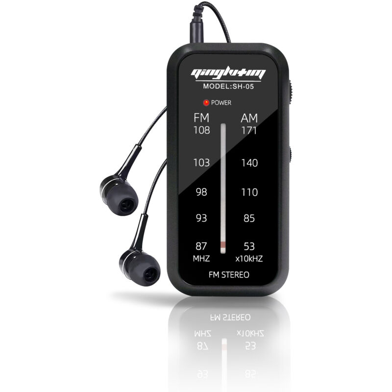 foto del prodotto piccola radio portatile, radio tascabile j 985 am fm con cuffie, radio a batteria con stereo, mini ricevitore radio aaa per passeggiate, jogging,