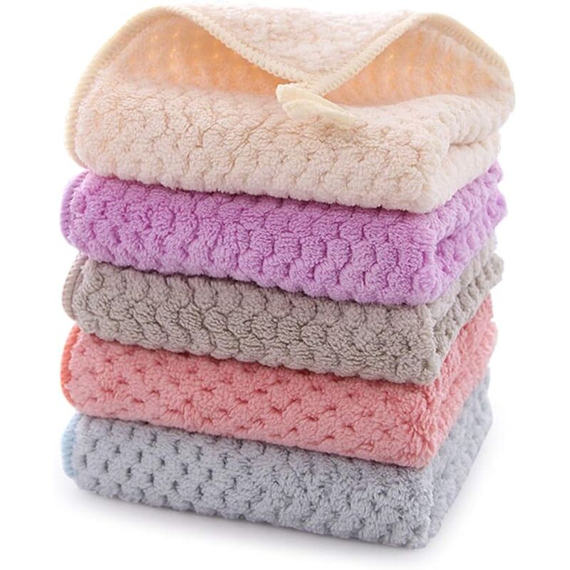 foto del prodotto piccolo asciugamano per le mani 5 set di strofinacci da cucina color corallo 25 25 sollbry