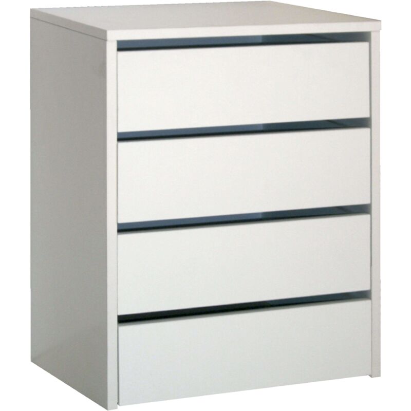 foto del prodotto piccolo mobiletto ausiliario con 4 cassetti in bianco lucido o rovere cambriano 46x64x45 cm